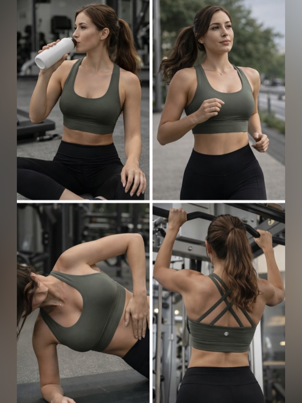 CRZ YOGA Dark Green Sports Bra